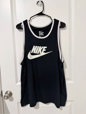 Nike Youth Black Tank with White Logo and Trim